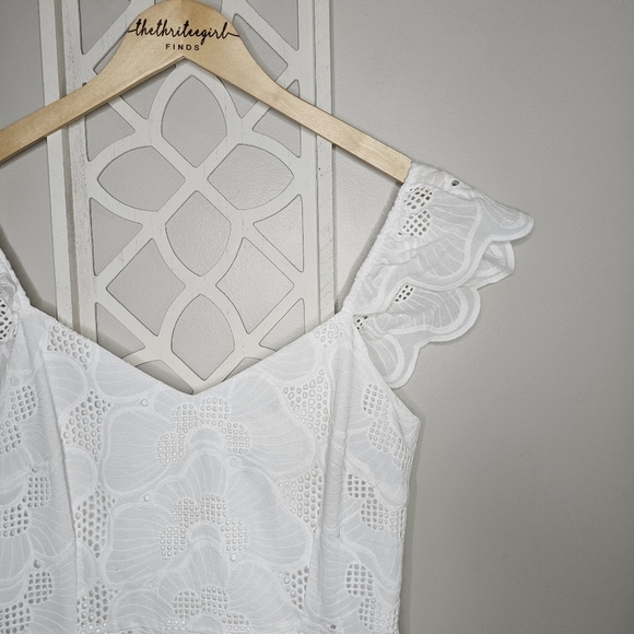 Steve Madden Sierra Sleeveless Lace Eyelet Boho Crochet Dress in Optic White - Picture 8 of 14